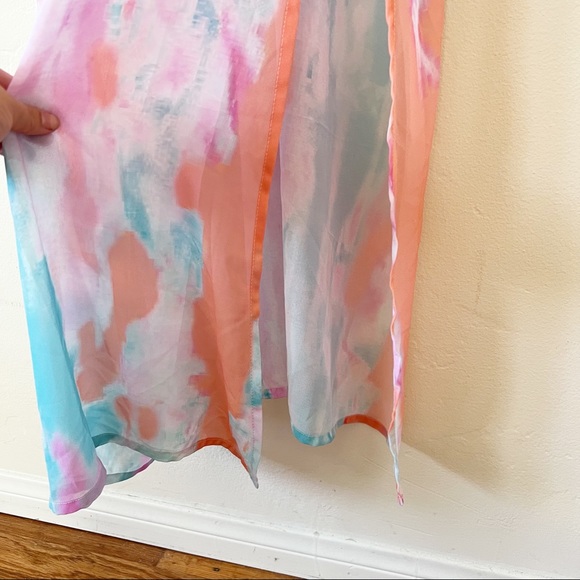 Lulus Flying Watercolors Fuchsia Print Maxi Dress sz s - Picture 5 of 8